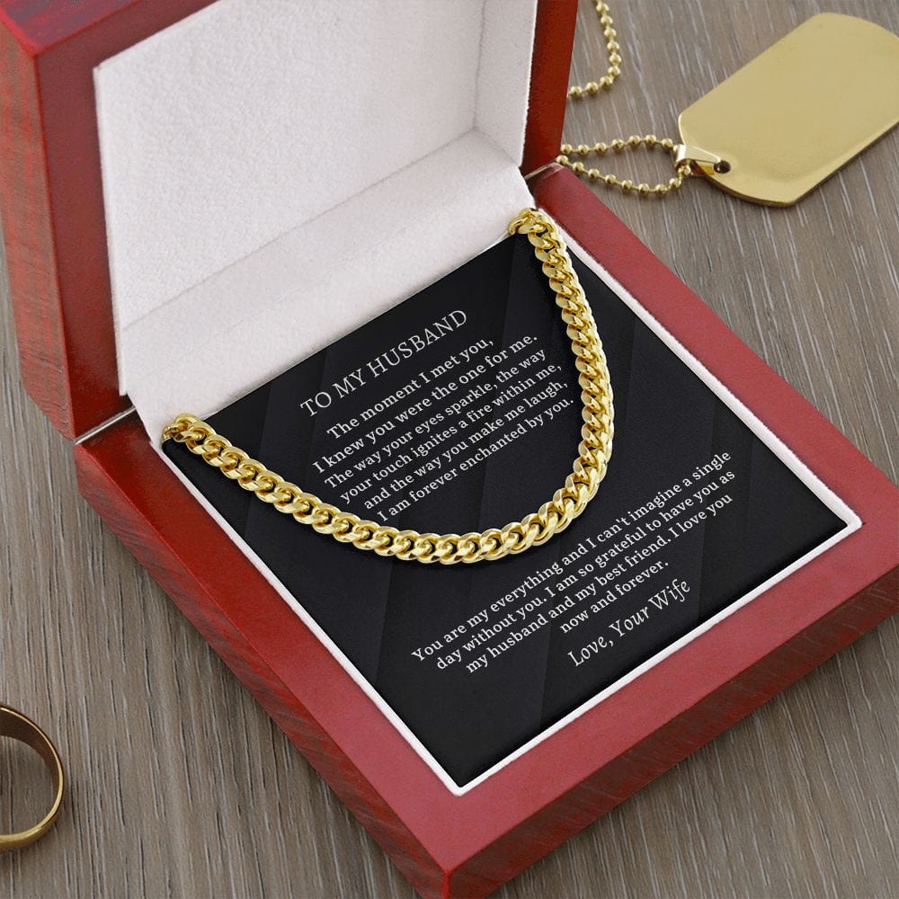 To My Husband Cuban Chain Necklace, Husband Anniversary Gift