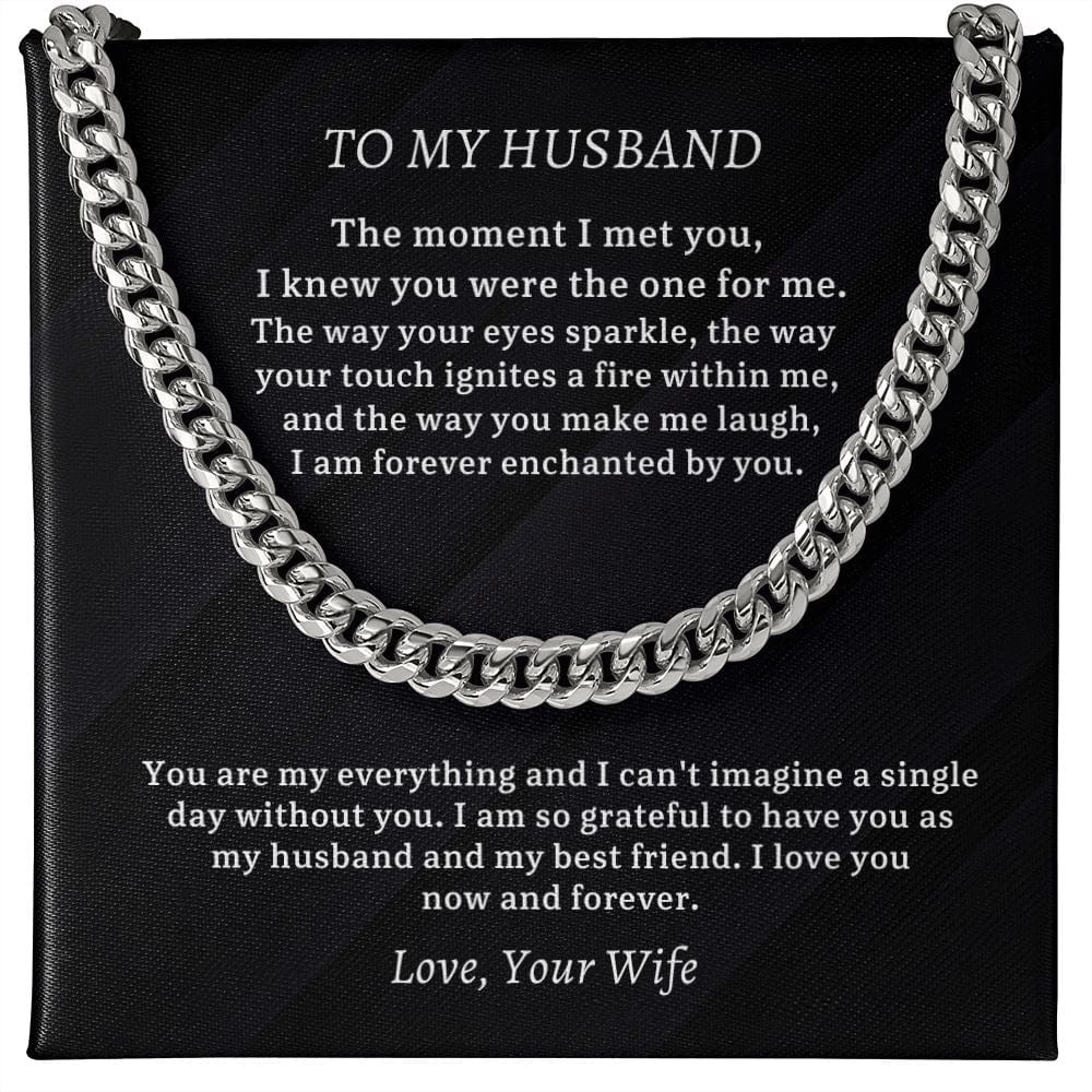 To My Husband Cuban Chain Necklace, Husband Anniversary Gift