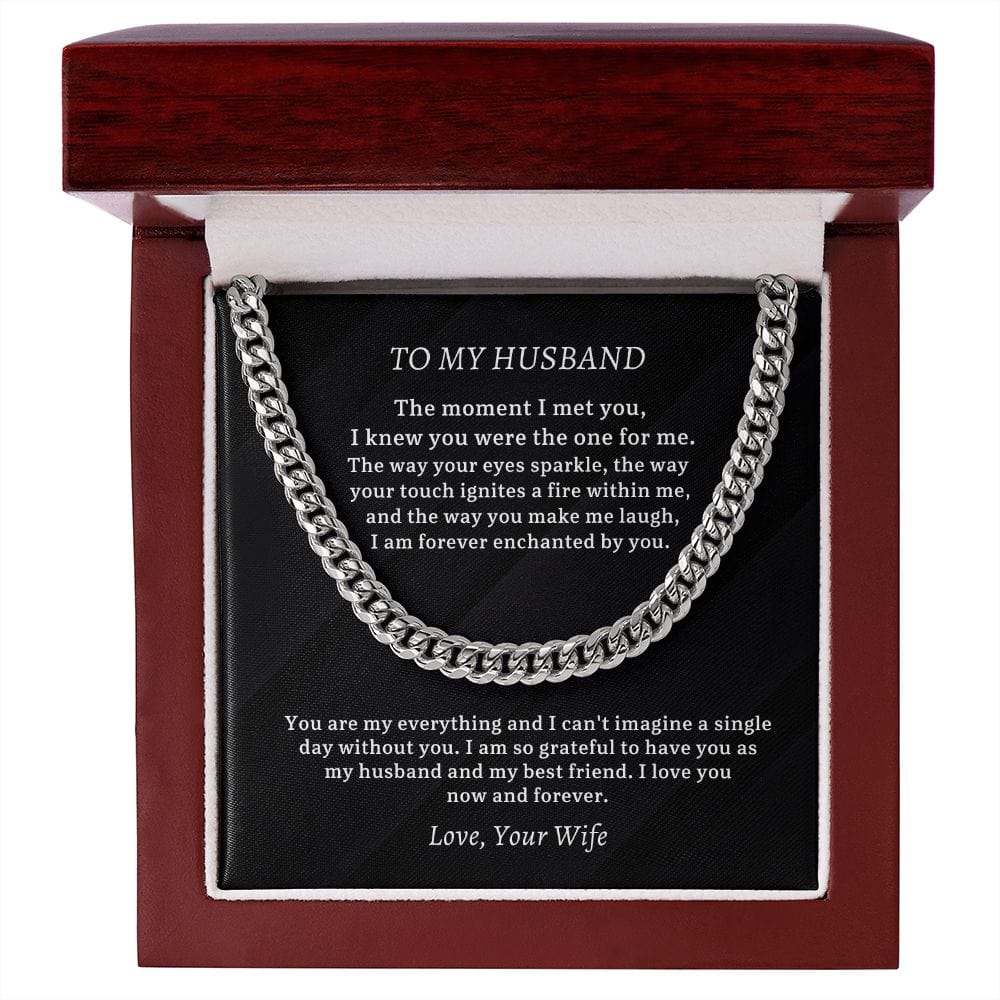To My Husband Cuban Chain Necklace, Husband Anniversary Gift
