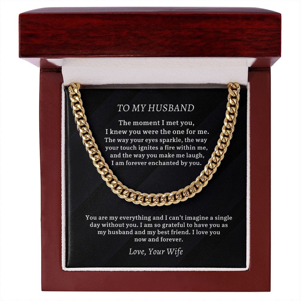 To My Husband Cuban Chain Necklace, Husband Anniversary Gift