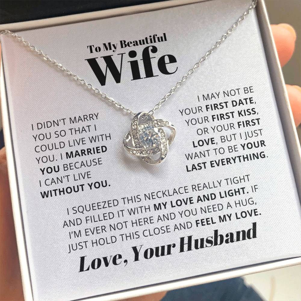 For My Beautiful Wife – "You Complete My World" – Love Knot Necklace