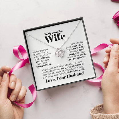 For My Beautiful Wife – "You Complete My World" – Love Knot Necklace