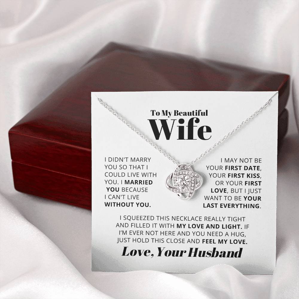 For My Beautiful Wife – "You Complete My World" – Love Knot Necklace