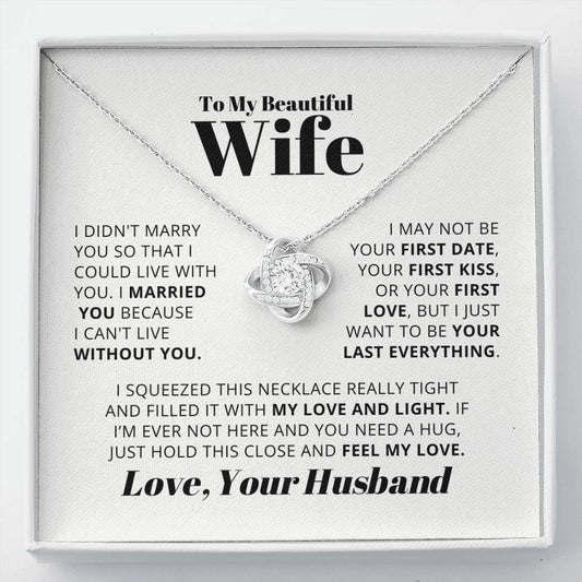 For My Beautiful Wife – "You Complete My World" – Love Knot Necklace