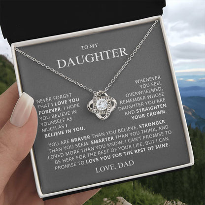 To My Beautiful Daughter - Believe In Yourself - Love Knot Necklace