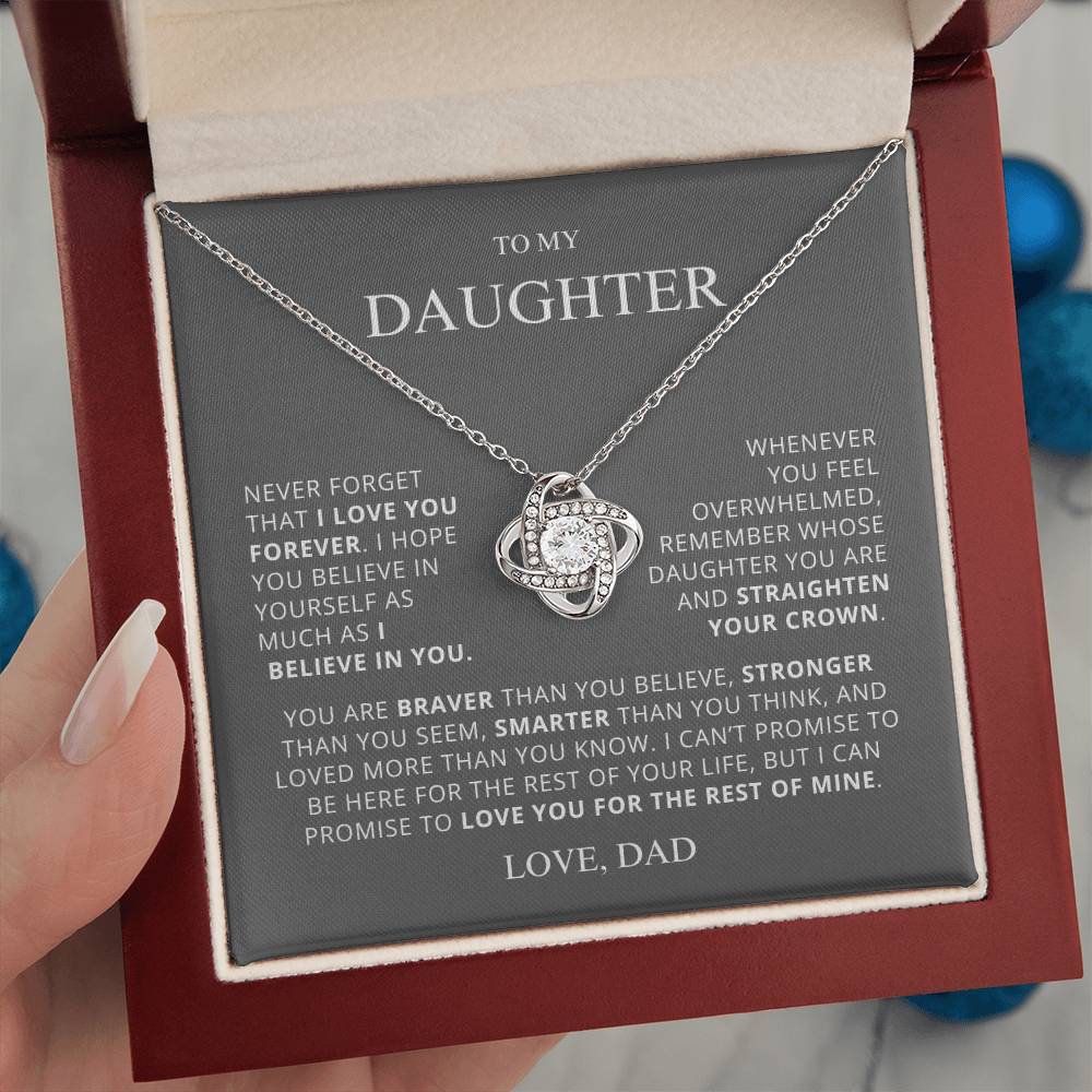 To My Beautiful Daughter - Believe In Yourself - Love Knot Necklace