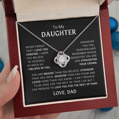 To My Daughter - Believe In Yourself - Love Knot Necklace