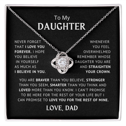 To My Daughter - Believe In Yourself - Love Knot Necklace