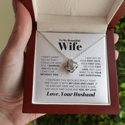 For My Beautiful Wife – "You Complete My World" – Love Knot Necklace